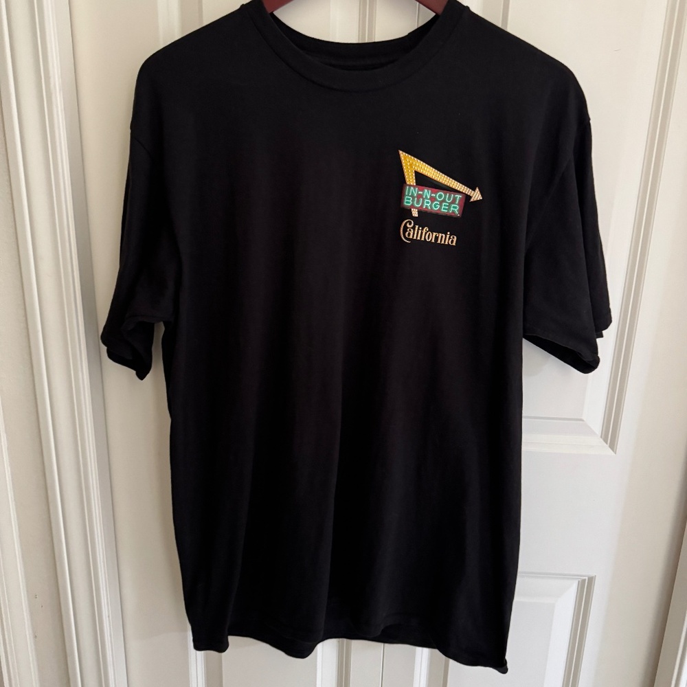In N Out Burger California Graphic T Shirt Black Large Sunset Back Print Tee